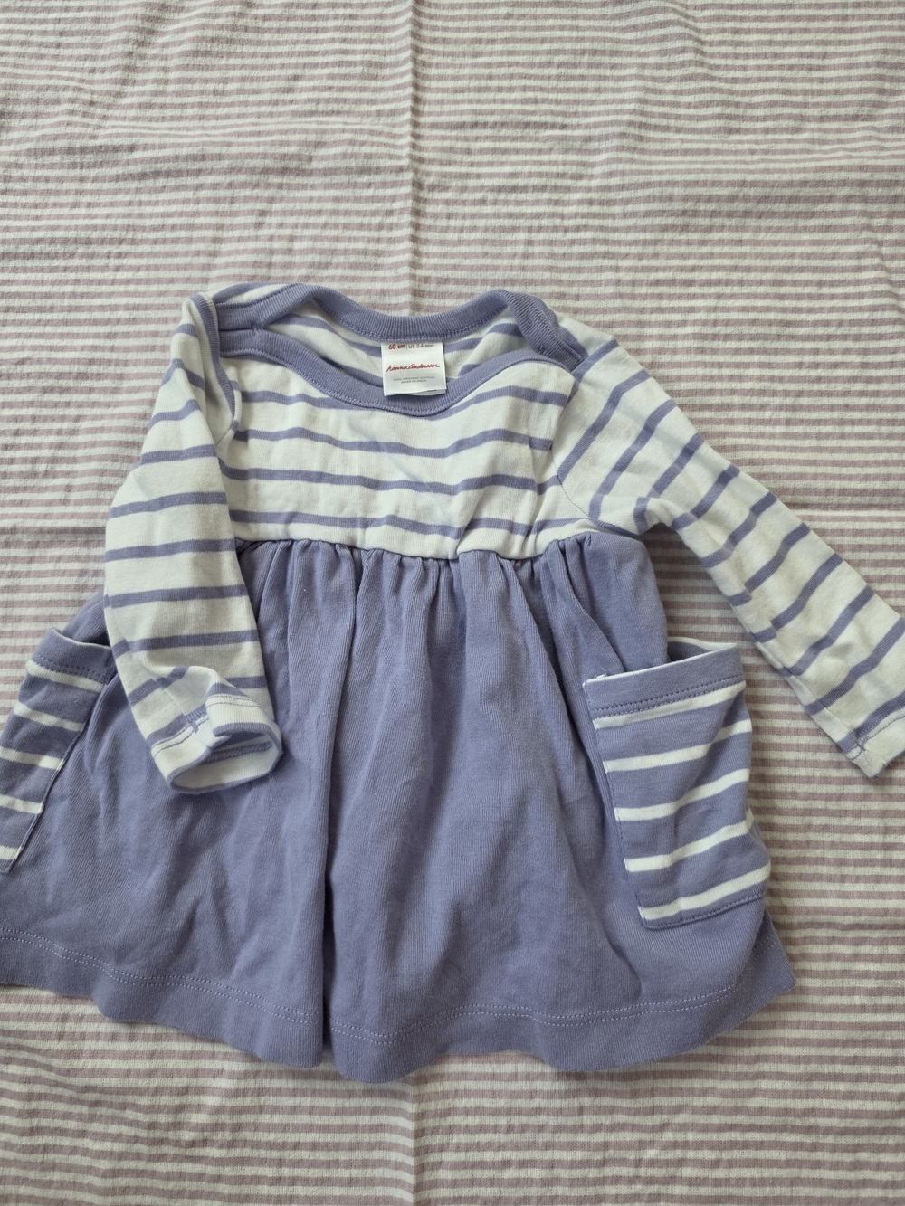 Hanna Andersson Lavender & White Striped Baby Dress